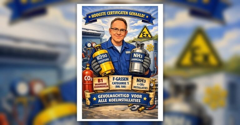 B1 brandbare koudemiddelen certificering warmtepompen R290 propaan